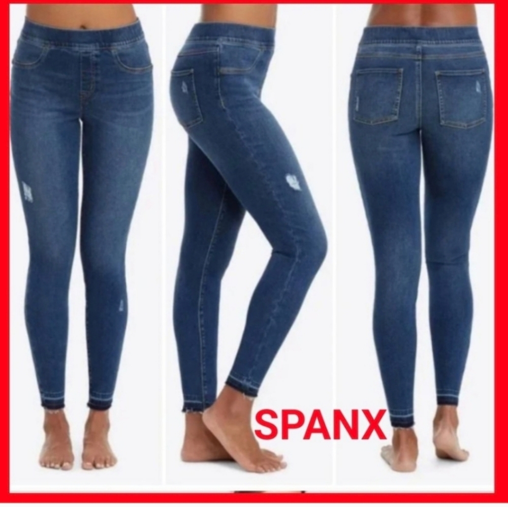 SPANX Distressed Skinny Denim Leggings Stretch 20203R Women's Xl